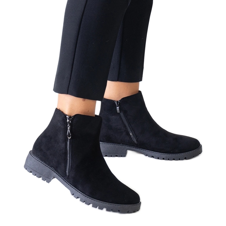 Black eco-suede ankle boots by Branda