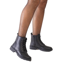Black eco-leather worker boots on the Barosa platform