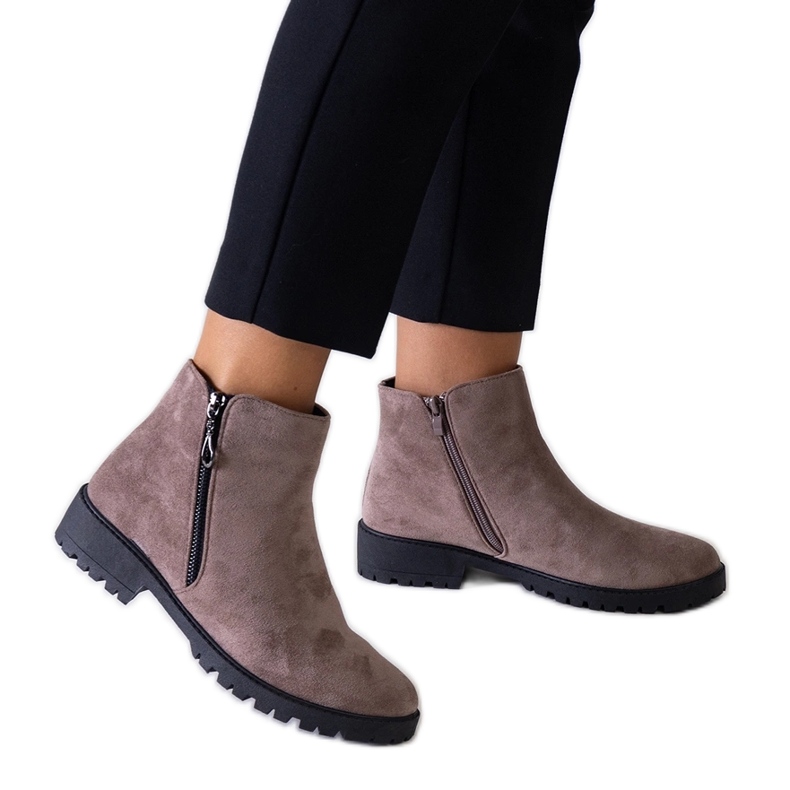 Brown eco-suede ankle boots by Branda