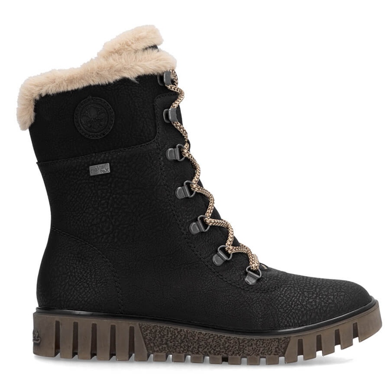 Waterproof women's boots with fur, black Rieker Y3424-00