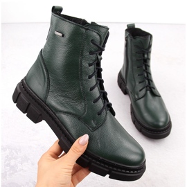 Women's leather insulated trapper boots, green Helios 549 Women's leather insulated trapper boots, green Helios 549