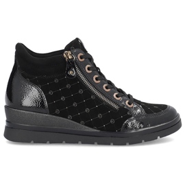 Rieker Women's leather logged and patent ankle boots Remonte R0773-04 black