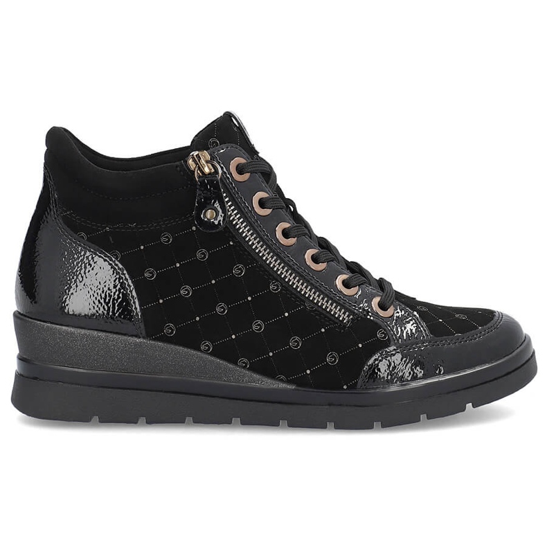 Rieker Women's leather logged and patent ankle boots Remonte R0773-04 black