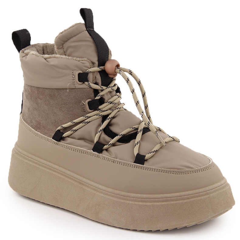 Women's snow boots with platform, beige Potocki 72302