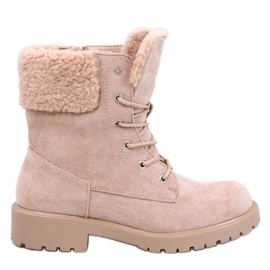 Barkoi Beige lace-up ankle boots with sheepskin Barkoi Beige lace-up ankle boots with sheepskin