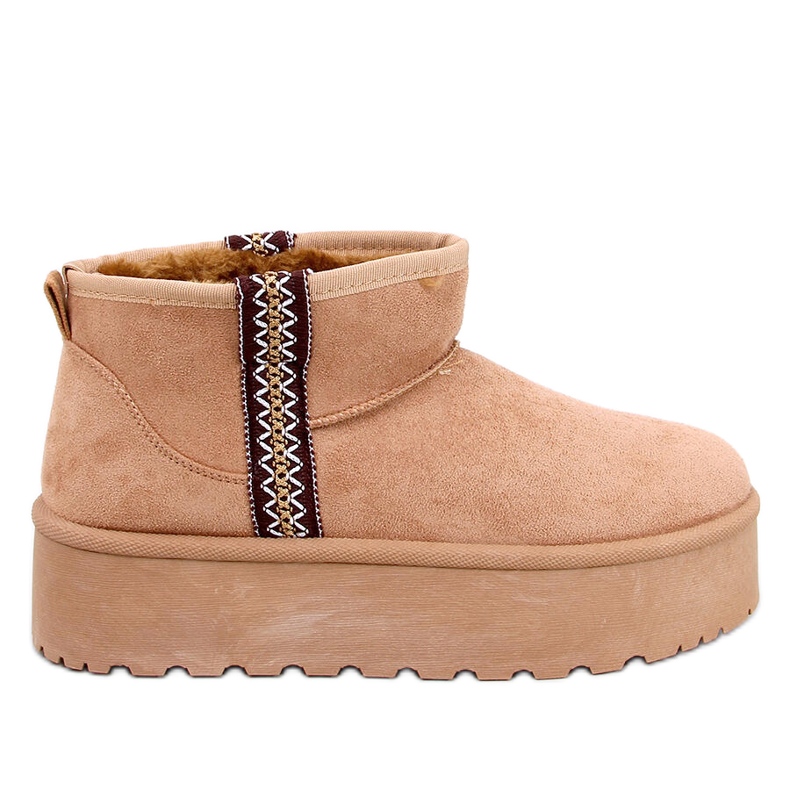 Short snow boots on the Weyan Camel platform brown
