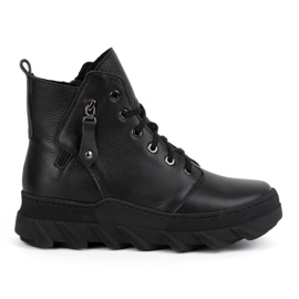 Olivier Women's insulated leather winter boots 1222 black
