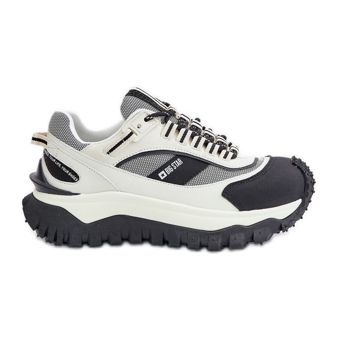 Women's Leather Sneakers on the Big Star Platform OO274A220 HI-POLY System White and Black