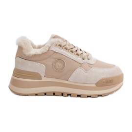 Women's Insulated Sneakers on the Big Star Platform OO274A214 Beige