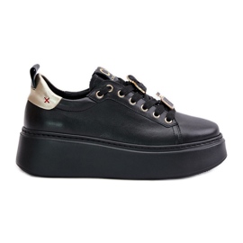 Women's Leather Sneakers With Pins On The CheBello 4596 Platform Black Women's Leather Sneakers With Pins On The CheBello 4596 Platform Black