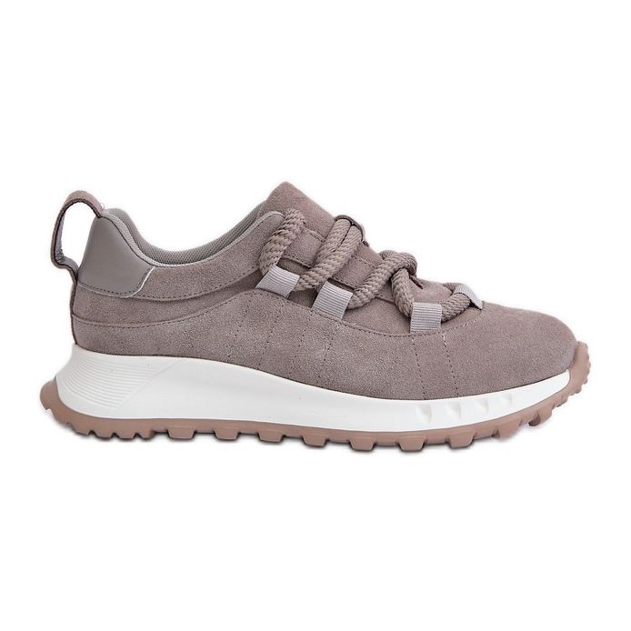 Women's Suede Sneakers With Thick Lacing Artiker 54C1465 Gray grey