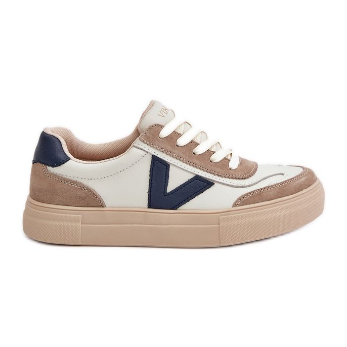 Vinceza 7923 Women's Leather Sneakers, Beige