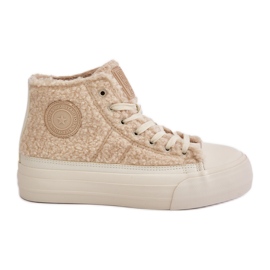 Insulated Women's Sneakers With Fur Sheepskin Big Star OO274A444 Beige
