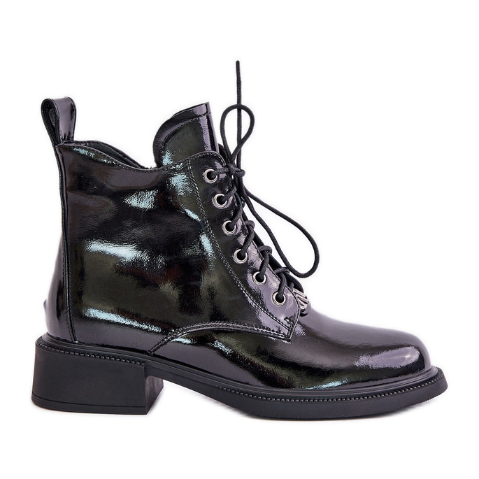 Patent leather ankle boots with insulation, Black Bellani