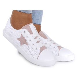 Women's sneakers with a star big star dd274691 white and pink