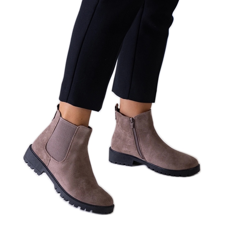 Brown classic casual ankle boots made of Salara eco-leather Brown classic casual ankle boots made of Salara eco-leather
