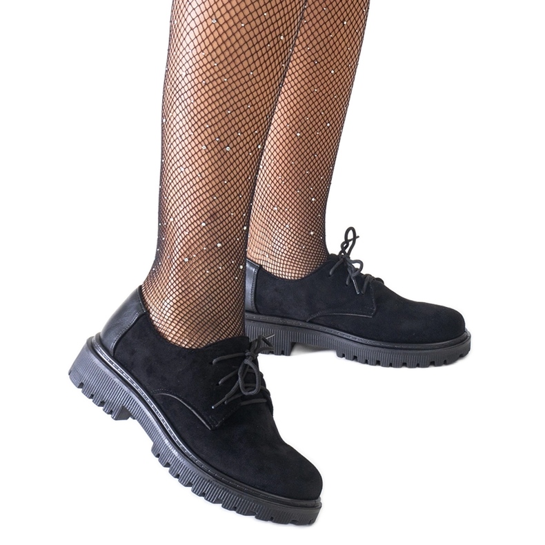 Black casual lace-up shoes made of Kalila eco-suede Black casual lace-up shoes made of Kalila eco-suede