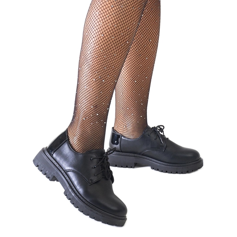 Black casual lace-up shoes made of Kalila eco-leather