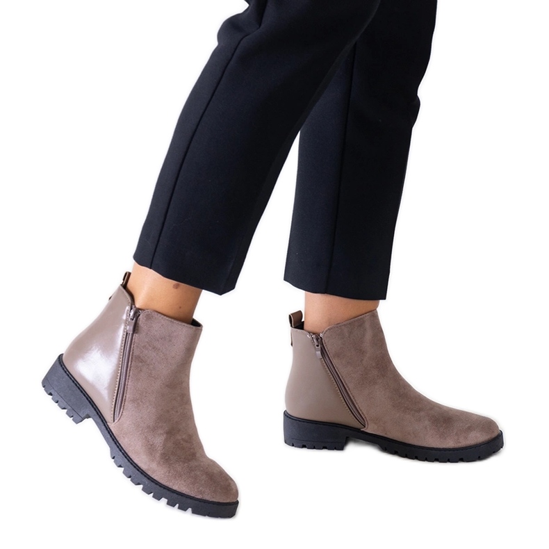 Brown platform boots made of eco-suede Kirla