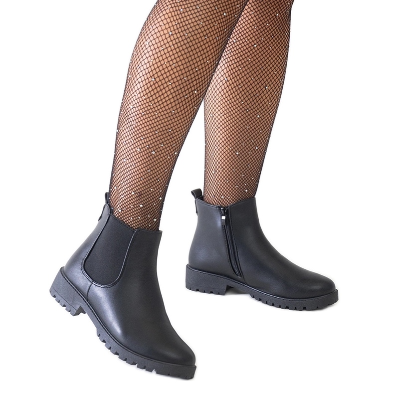 Black classic casual ankle boots made of Salara eco-leather Black classic casual ankle boots made of Salara eco-leather