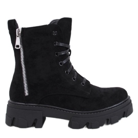 Healy Black lace-up ankle boots with a thick sole