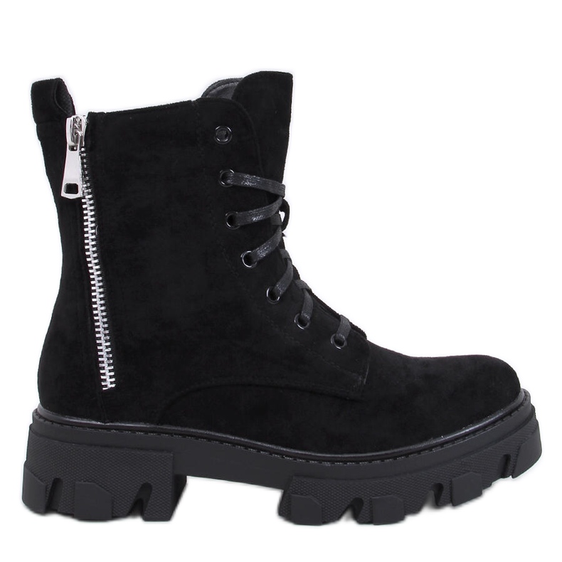 Healy Black lace-up ankle boots with a thick sole