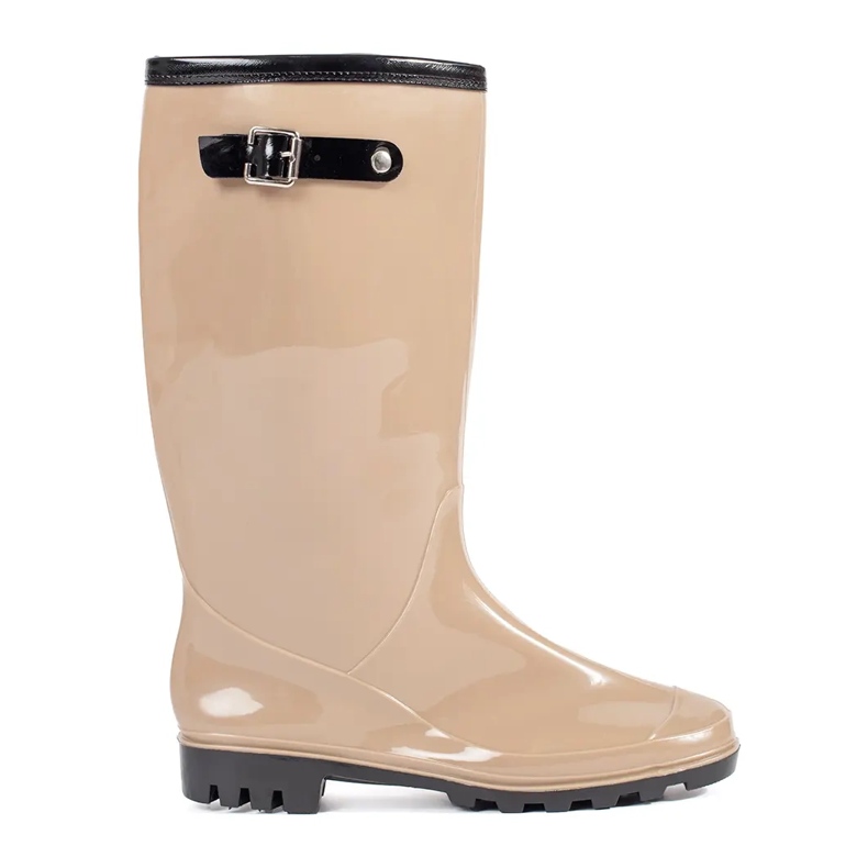 Women's beige high patent wellington boots Women's beige high patent wellington boots