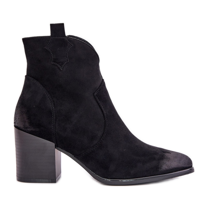 Cowboy boots on a high heel, insulated with eco-suede Vinceza 58345, black
