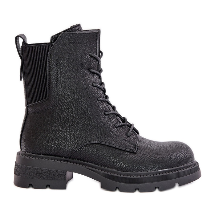 Jezzi Insulated Worker Boots With Zipper Black Leairae Jezzi Insulated Worker Boots With Zipper Black Leairae