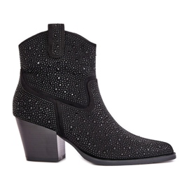 Decorated Cowboy Boots On High Heels With Pointed Toes S.Barski HY42-121 Black