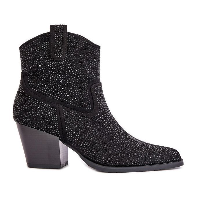 Decorated Cowboy Boots On High Heels With Pointed Toes S.Barski HY42-121 Black