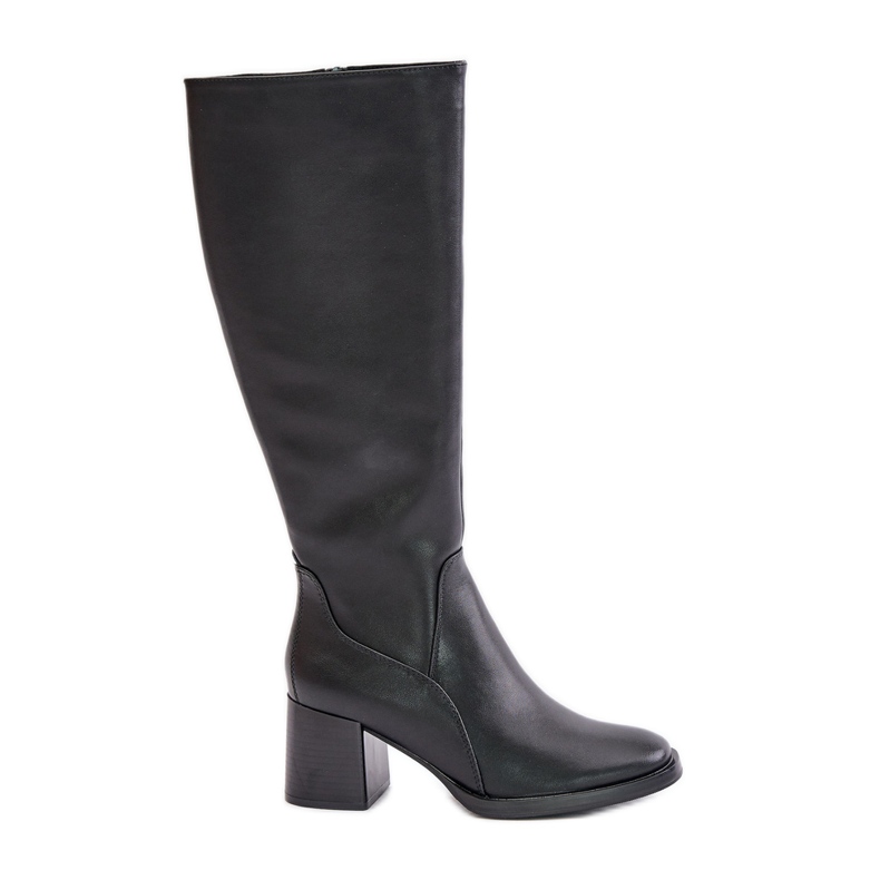 Leather High Heel Boots Over The Knee Warm Sergio Leone KZ231-S Black Leather High Heel Boots Over The Knee Warm Sergio Leone KZ231-S Black