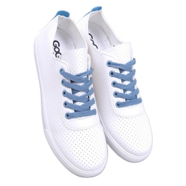 Costier Light Blue women's openwork sneakers - Inello white