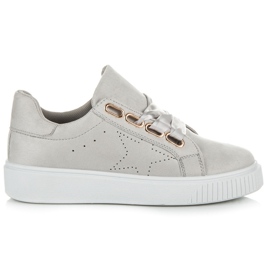 Ideal Shoes Sneakers Tied With A Ribbon grey Ideal Shoes Sneakers Tied With A Ribbon grey
