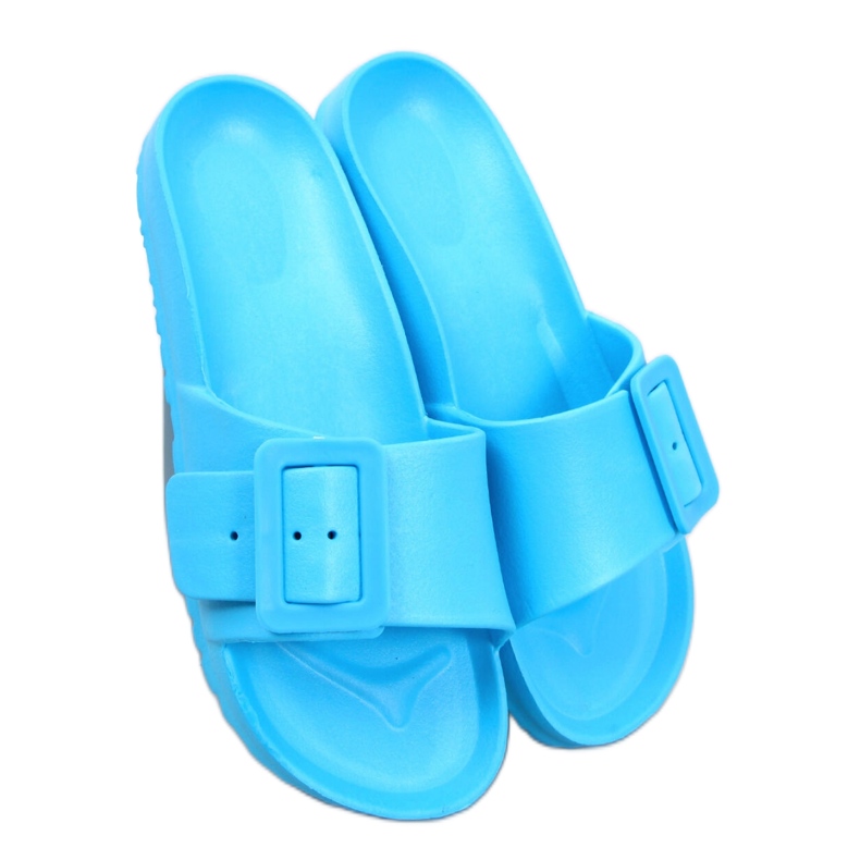 Romero L.BLUE rubber flip-flops with buckle - Inello