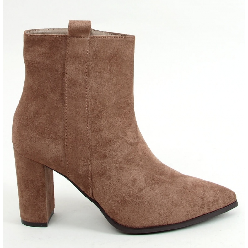 Classic dark beige high-heeled ankle boots RB106P Khaki - Inello