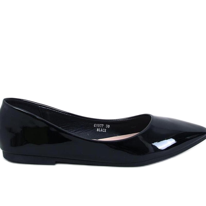 Ians Black lacquered almond toe ballet flats