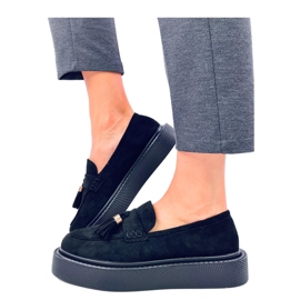 Platform loafers with fringes Black