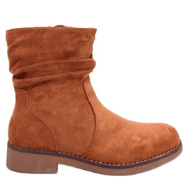 Bracy Camel ruffled ankle boots brown