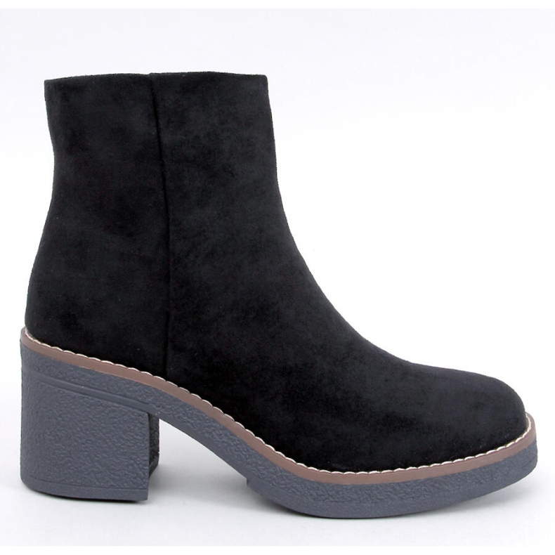 Suede ankle boots with a wide heel Eliza Black - Inello