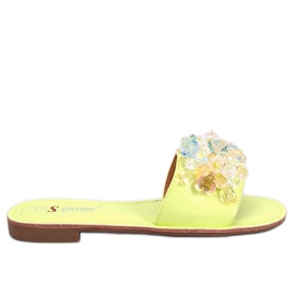 Green slippers with colored stones Green slippers with colored stones
