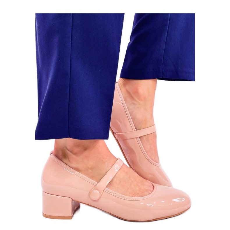 Nude patent high heel ballet flats beige