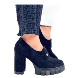 Black Heeled Platform Moccasins