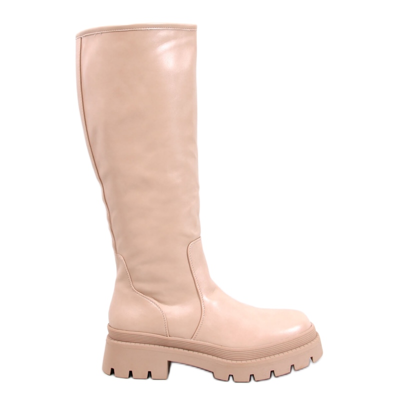 Beige boots with a thick sole