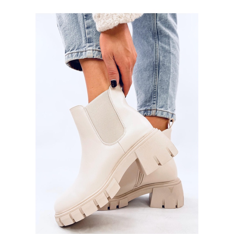 Ledeck Beige Pu wide-heeled Chelsea boots - Inello