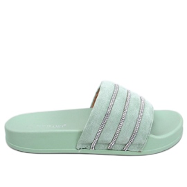 Green cubic zirconia slippers Green cubic zirconia slippers