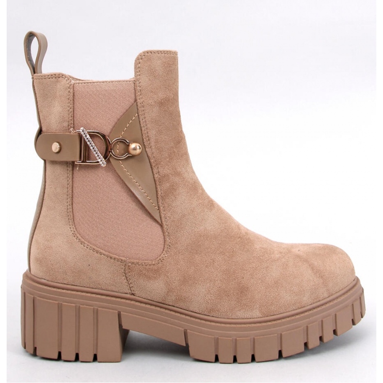 Beige platform Chelsea boots