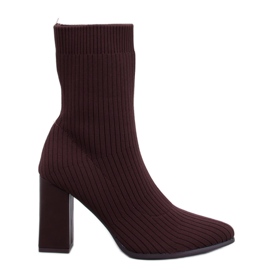 Brown high-heeled sock boots Brown high-heeled sock boots