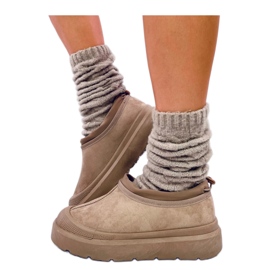 Khaki short snow boots beige