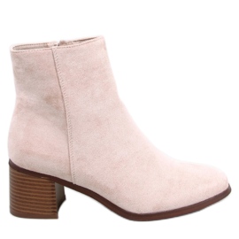 Classic Beige Heeled Ankle Boots
